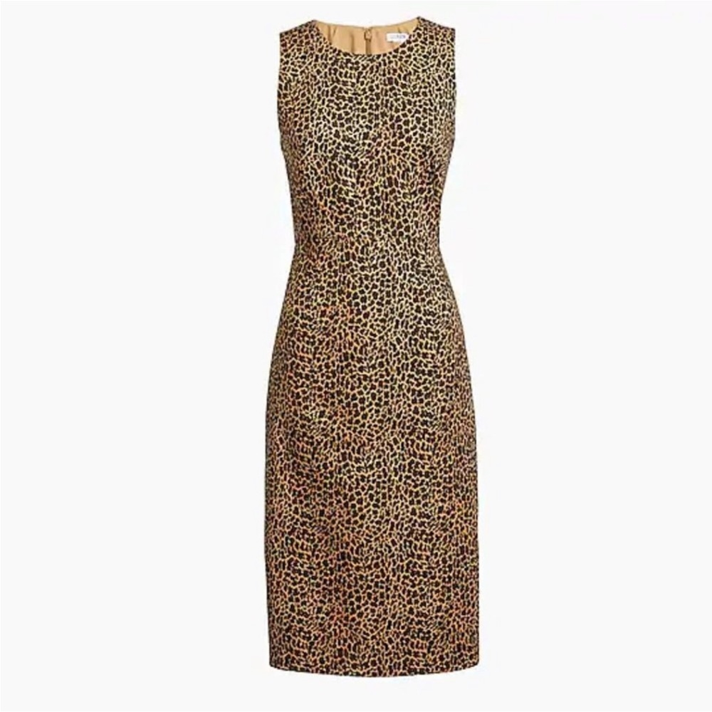 J CREW Cheetah Print Sheath Midi Dress Size 4